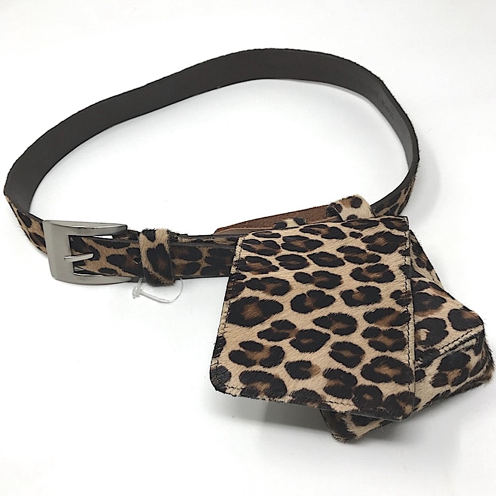 Leather Hide Belt with Detachable Bag